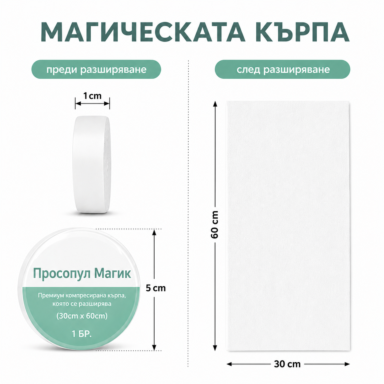 Комплект 5 големи разширяващи се кърпи