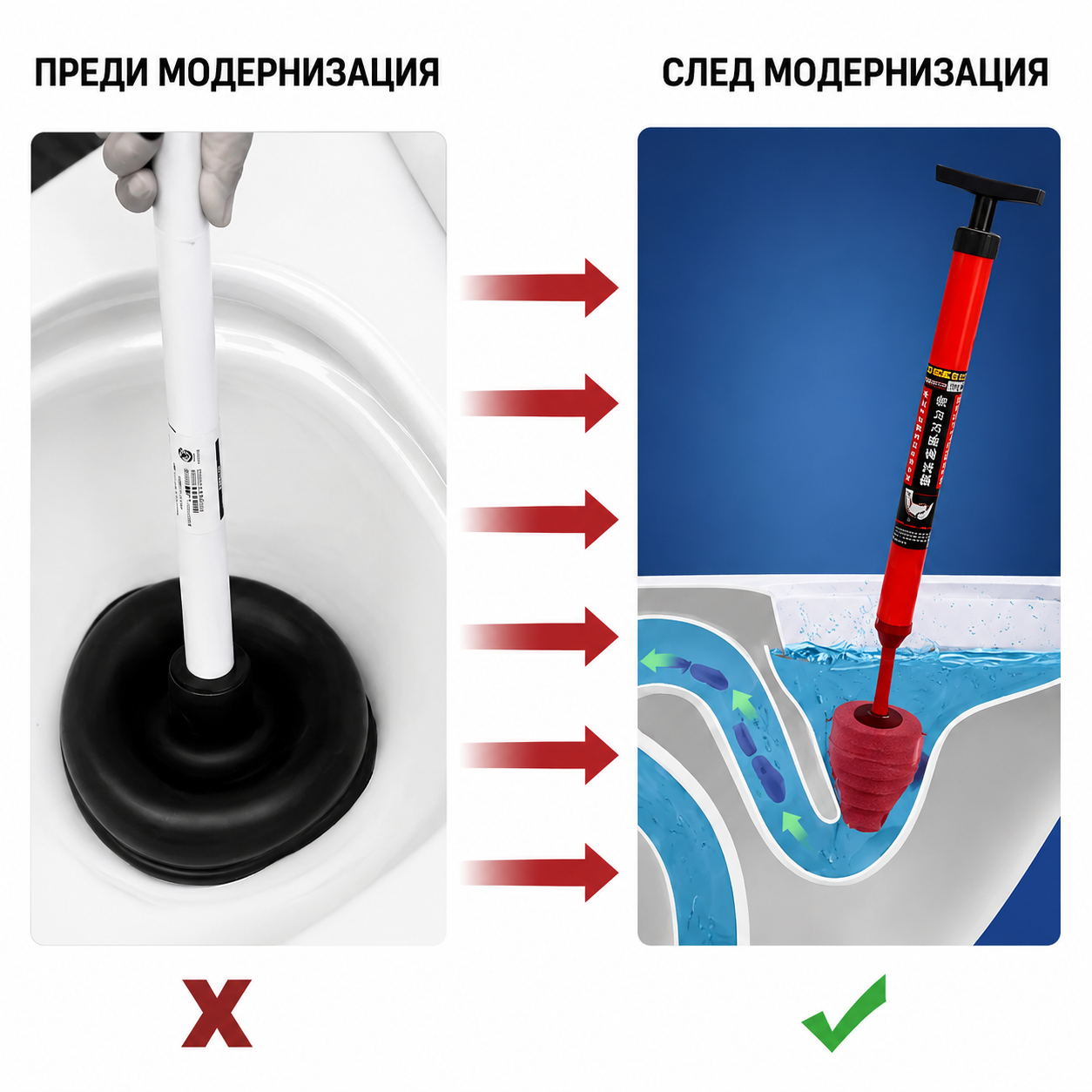 Инструмент за отпушване на тоалетна
